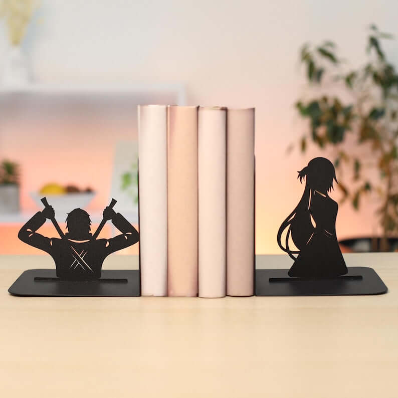 Manga Character Metal Bookends Set Powder Coated Steel - Metaloslav 