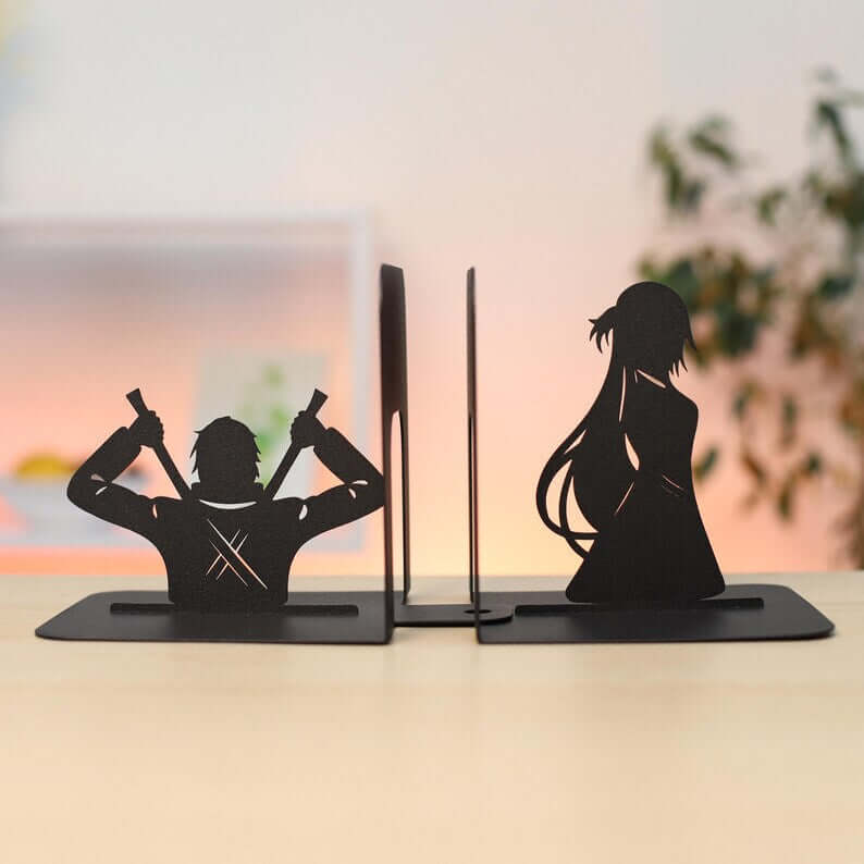 Manga Character Metal Bookends Set Powder Coated Steel - Metaloslav 