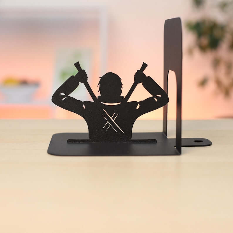 Manga Character Metal Bookends Set Powder Coated Steel - Metaloslav 