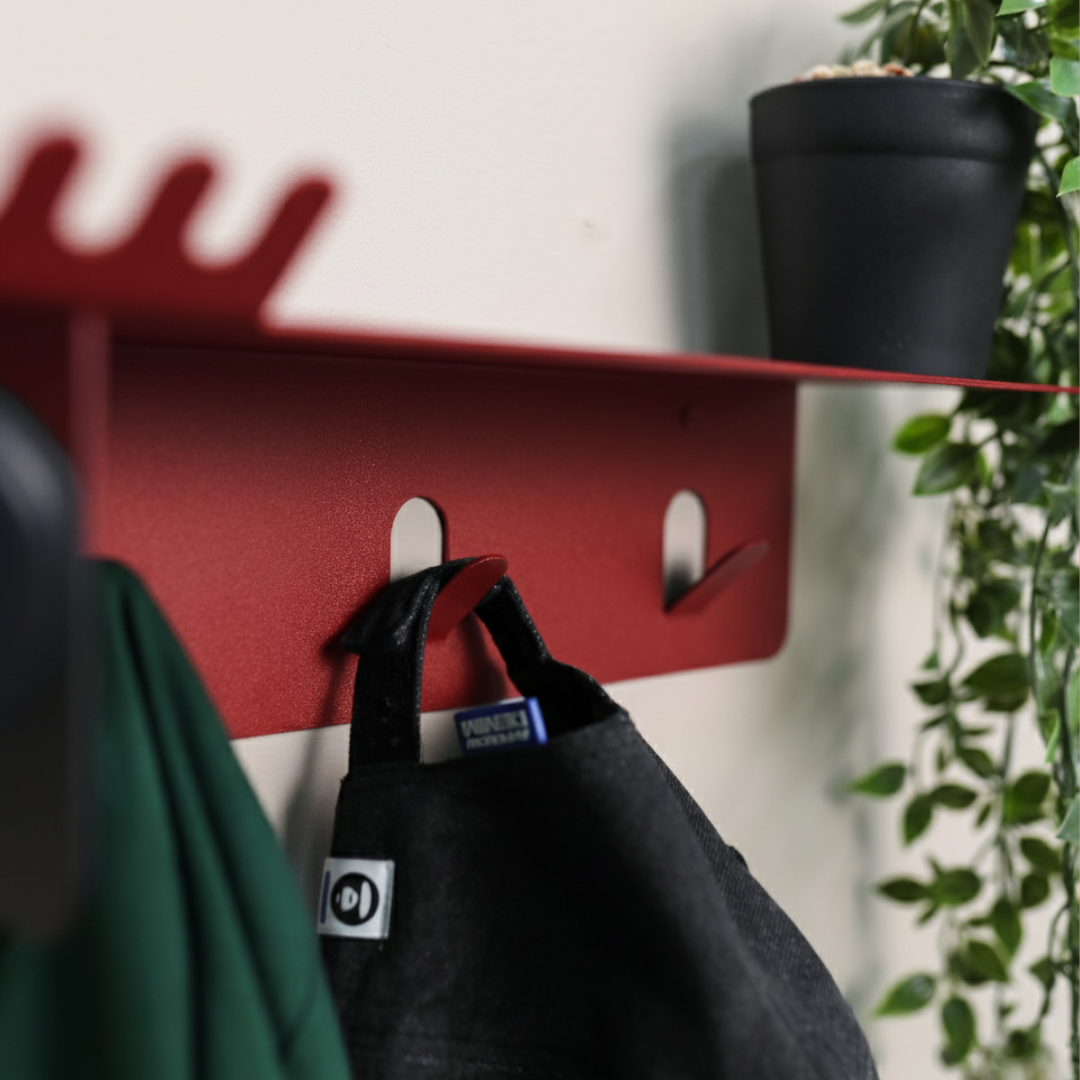 Metal Wall Shelf with Hooks for Bathroom Storage - Metaloslav 