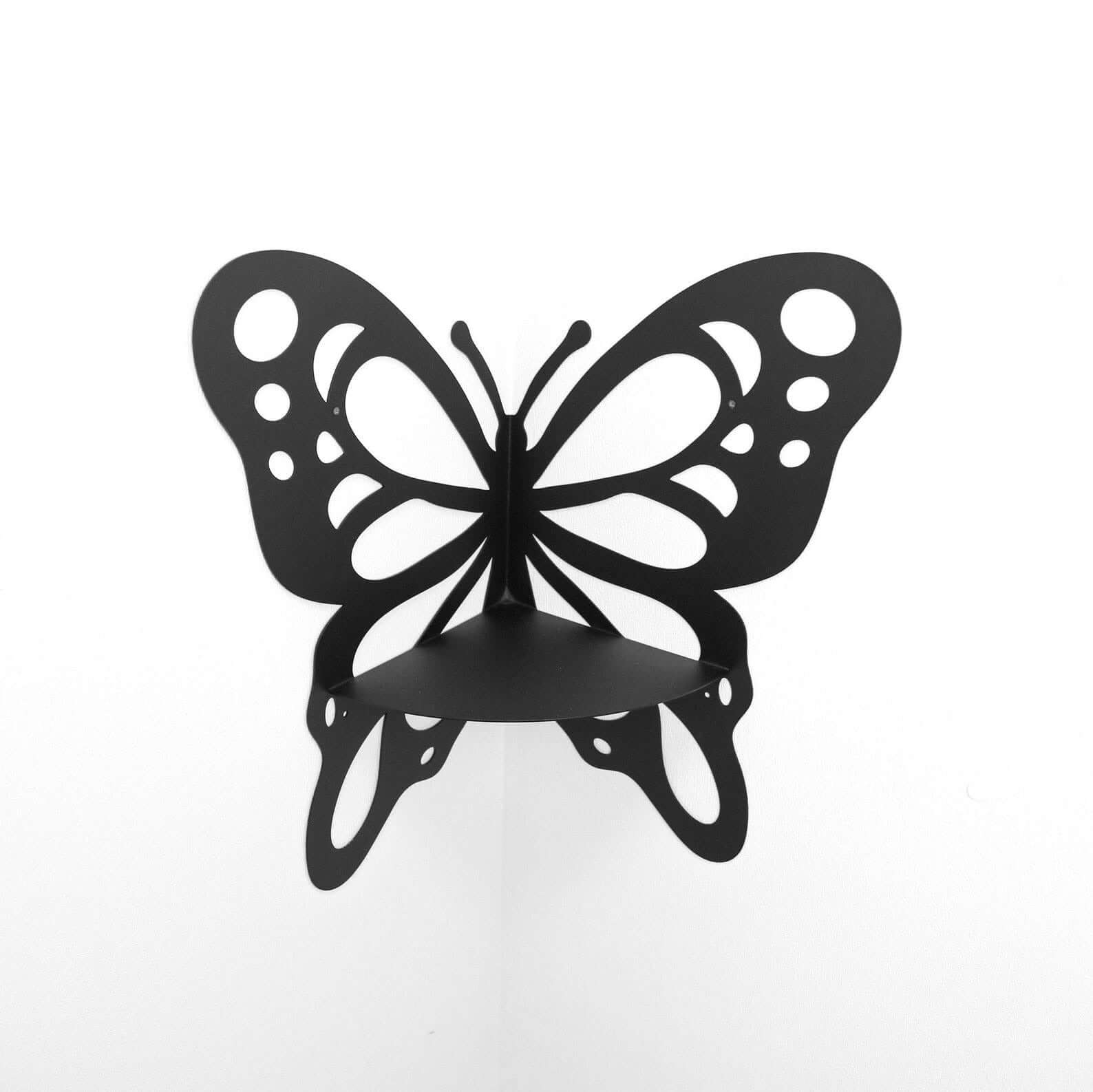 Metal Butterfly Corner Wall Shelf for Plants and Decorative Storage - Metaloslav 
