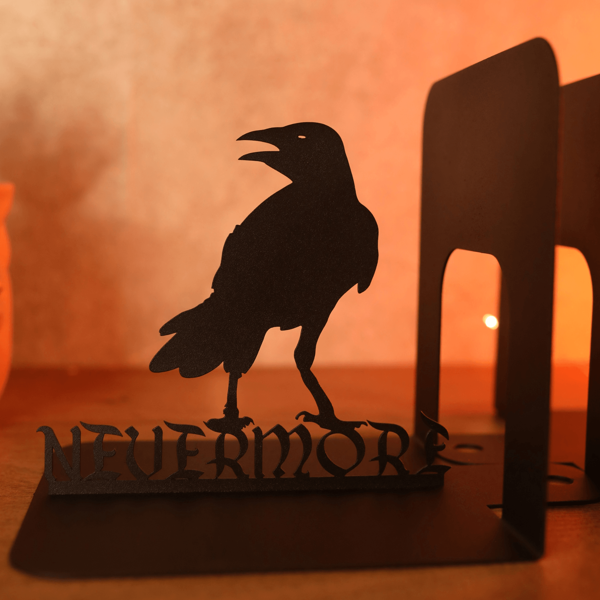Edgar Allan Poe Raven Metal Bookends with Nevermore Quote - Metaloslav 