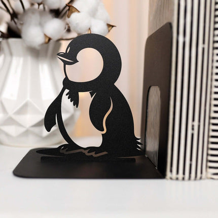 Metal Penguin Bookends Set with Minimalist Animal Silhouette - Metaloslav 