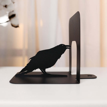Crow Metal Bookends with Minimalist Silhouette
