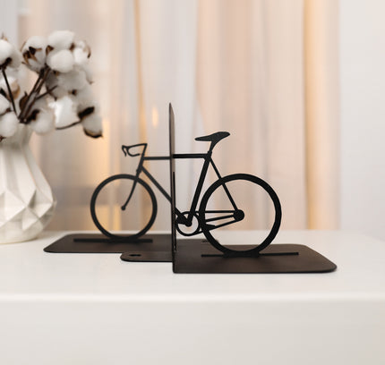 Metal Bicycle Bookends – Modern Bike Decor for Shelves & Office | Minimalist Book Holder
