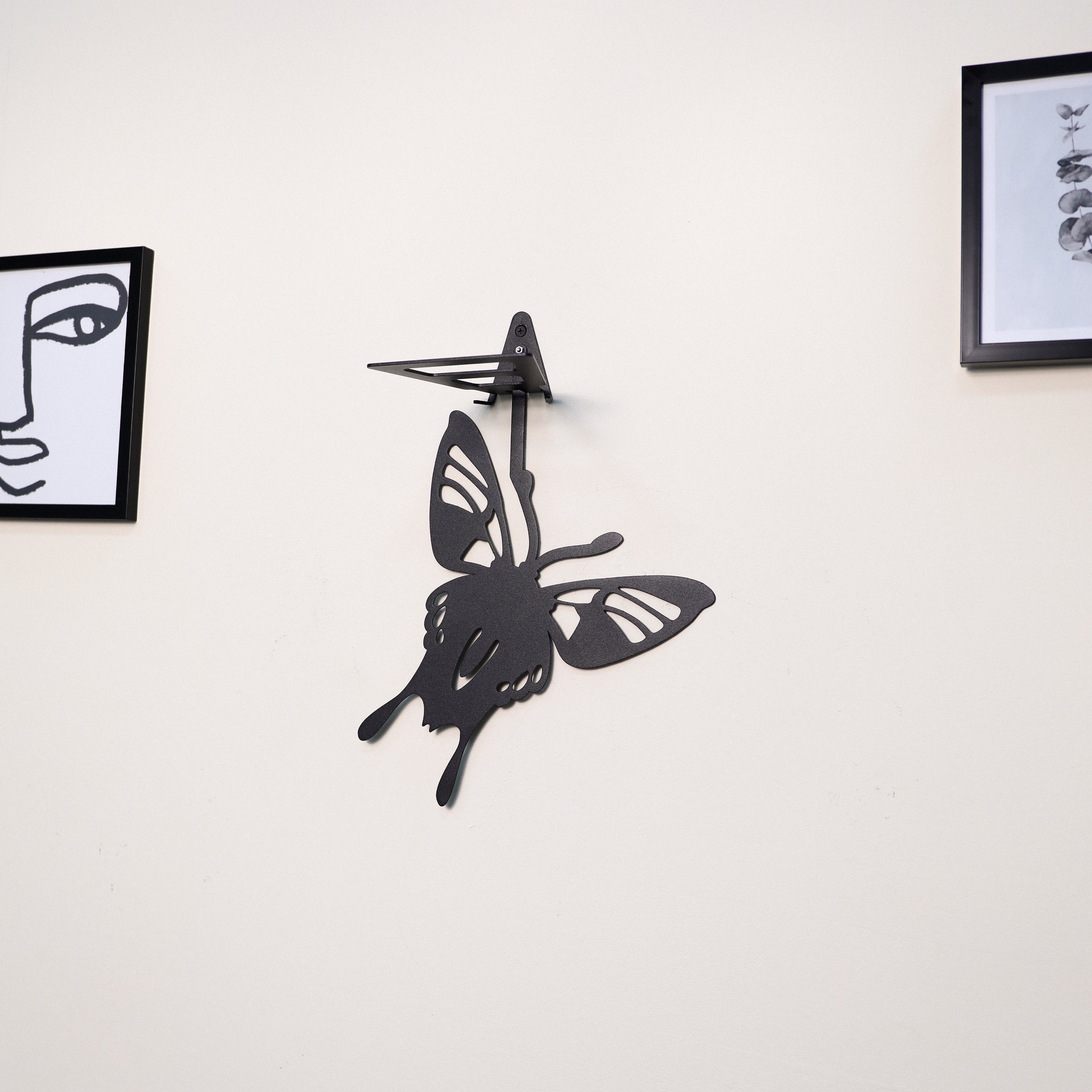 Butterfly Metal Wall Shelf, Handmade Steel Floating Shelf for Home Decor