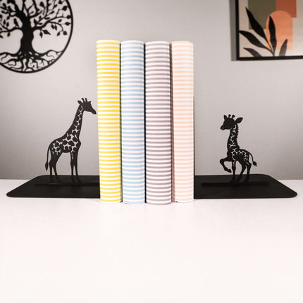 Giraffe Silhouette Metal Bookends in Powder-Coated Steel - Metaloslav 