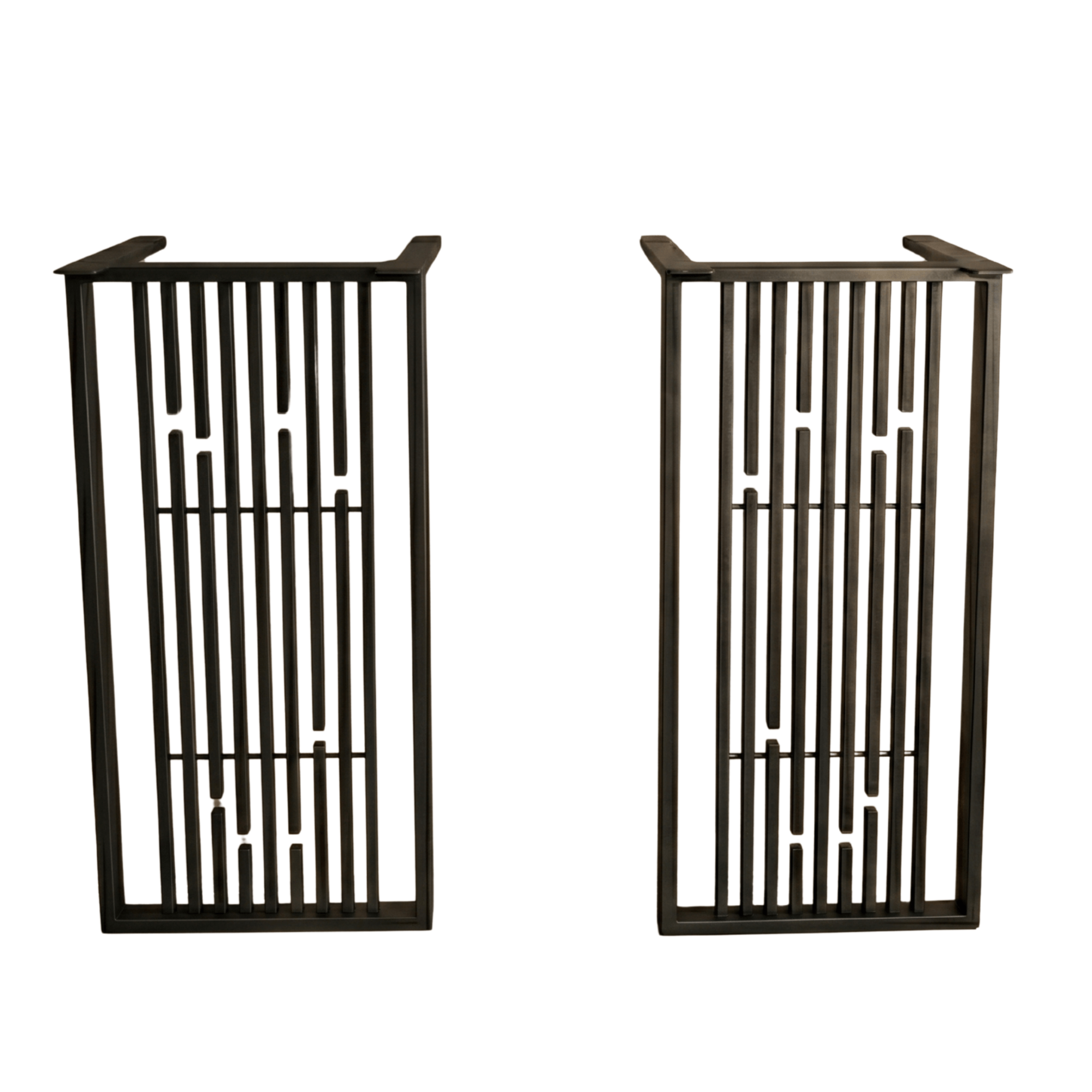 Industrial Bar Table Legs with Geometric Steel Slat Design - Metaloslav 