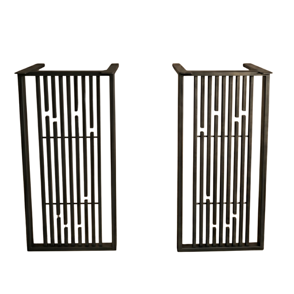 Industrial Bar Table Legs with Geometric Steel Slat Design