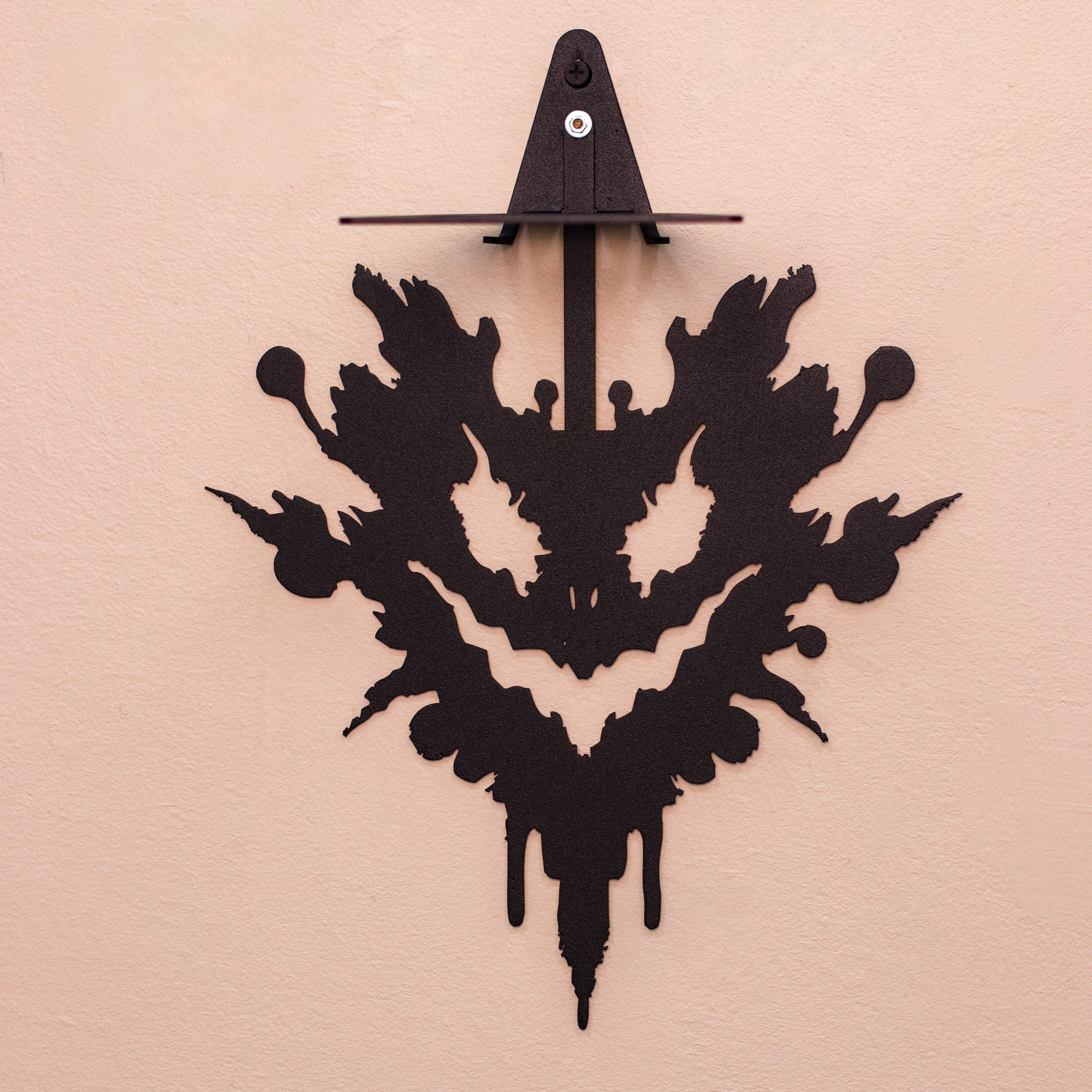 Gothic Metal Wall Shelf, Black Steel Bat Silhouette Decor Shelf