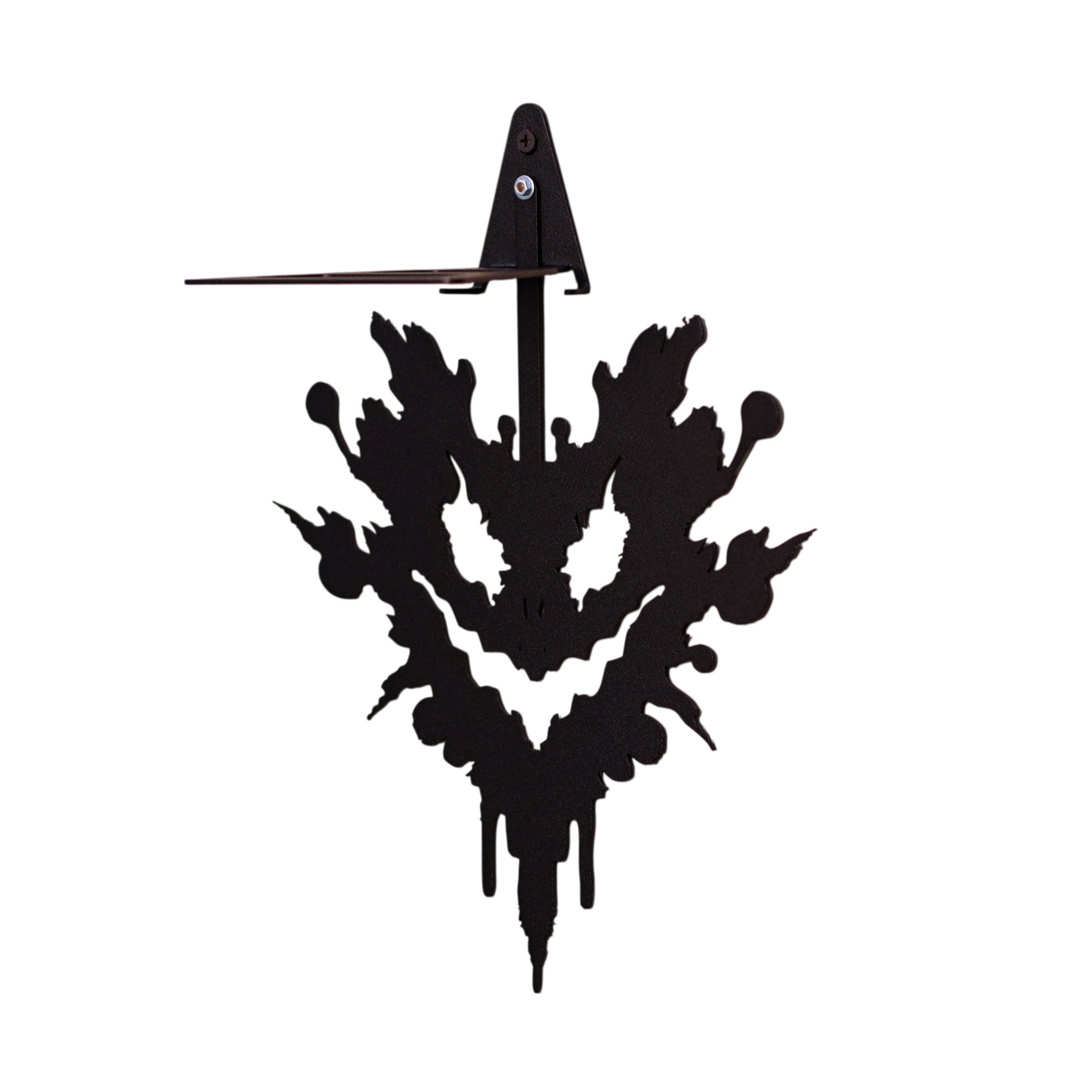Gothic Metal Wall Shelf, Black Steel Bat Silhouette Decor Shelf