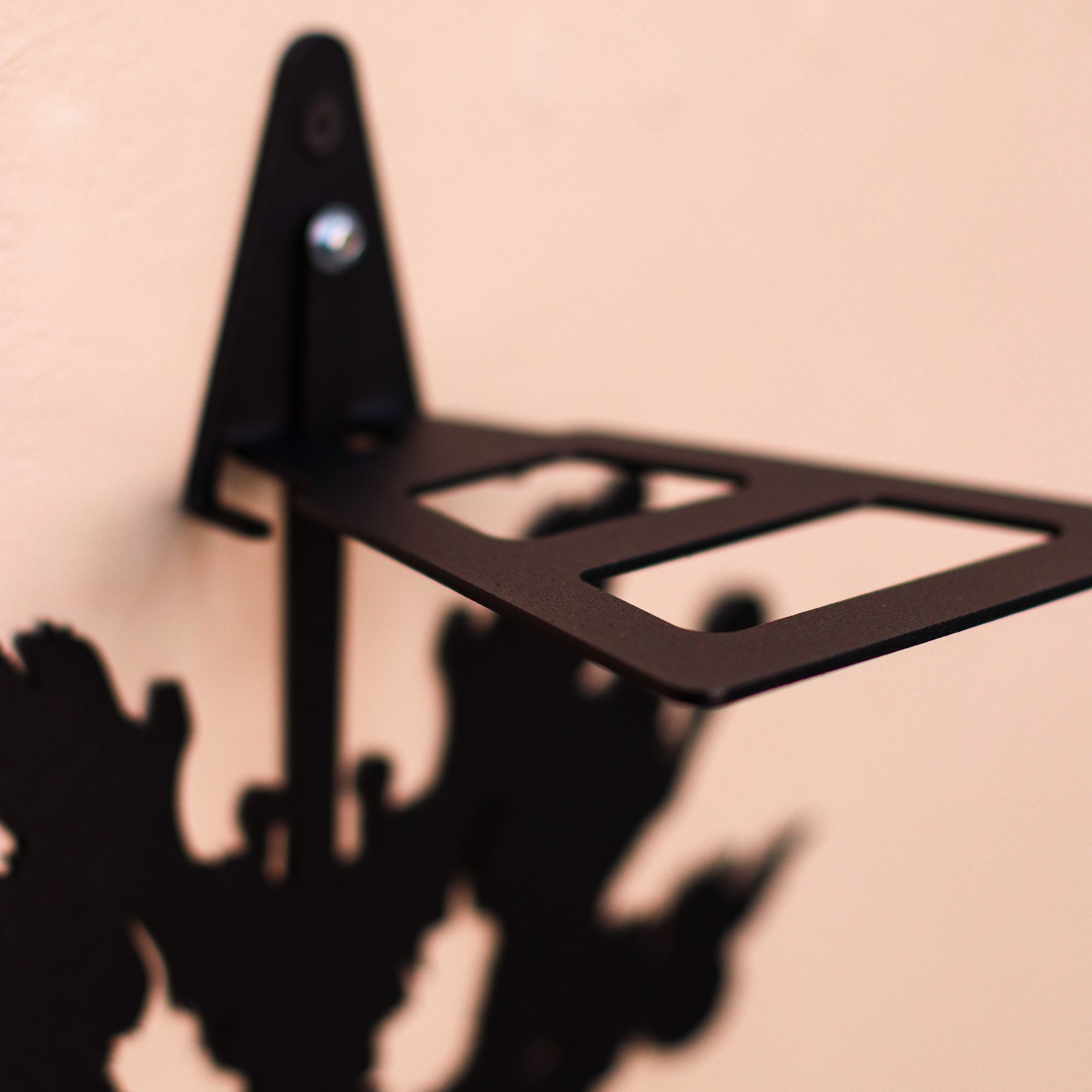 Gothic Metal Wall Shelf, Black Steel Bat Silhouette Decor Shelf