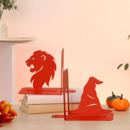 Wizard Hat and Lion Metal Bookends Set for Book Display - Metaloslav 