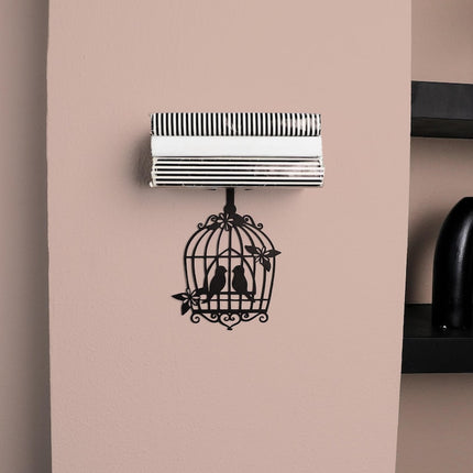 Birdcage Metal Invisible Bookshelf with Decorative Wall Mount - Metaloslav 