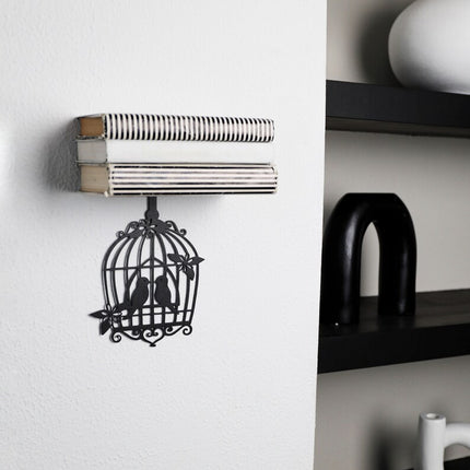 Birdcage Metal Invisible Bookshelf with Decorative Wall Mount - Metaloslav 
