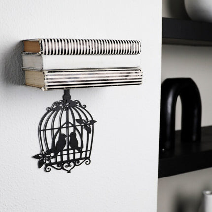 Birdcage Metal Invisible Bookshelf with Decorative Wall Mount - Metaloslav 