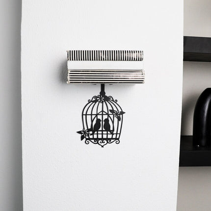 Birdcage Metal Invisible Bookshelf with Decorative Wall Mount - Metaloslav 