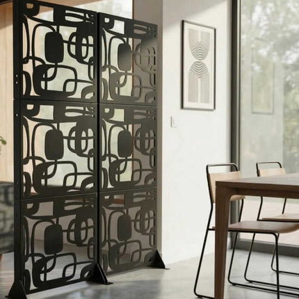 Abstract Pattern Metal Privacy Screen Panel Set Outdoor Divider - Metaloslav 