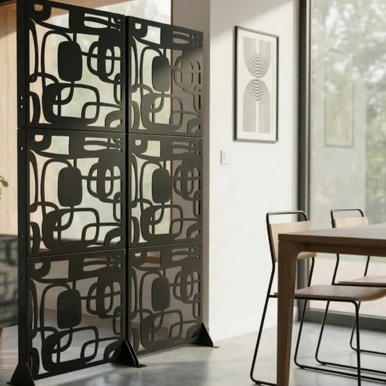 Abstract Pattern Metal Privacy Screen Panel Set Outdoor Divider - Metaloslav 