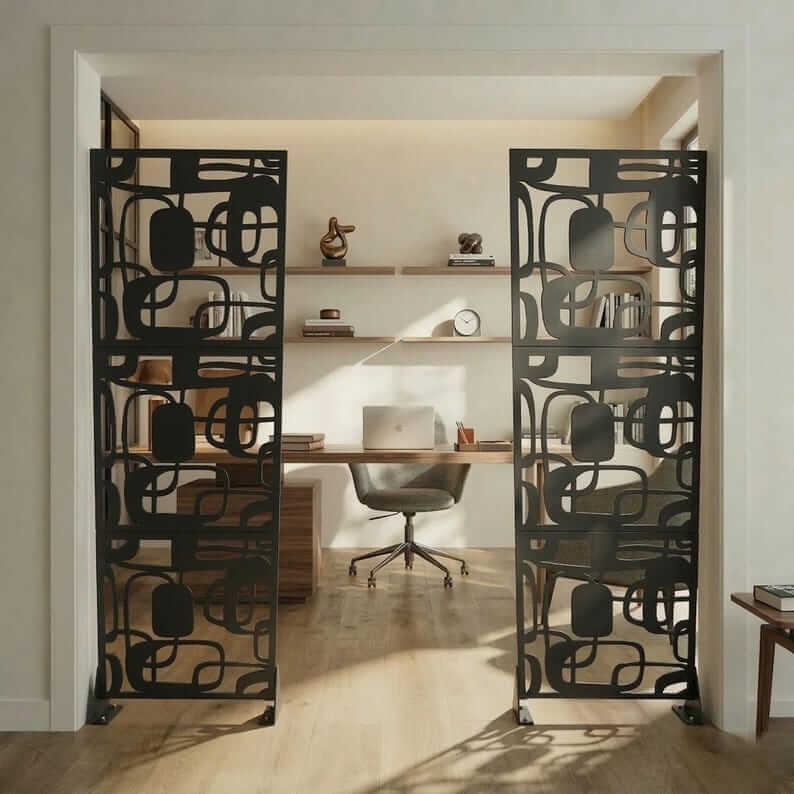 Abstract Pattern Metal Privacy Screen Panel Set Outdoor Divider - Metaloslav 