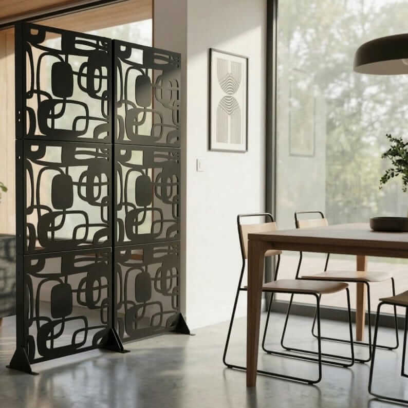 Abstract Pattern Metal Privacy Screen Panel Set Outdoor Divider - Metaloslav 