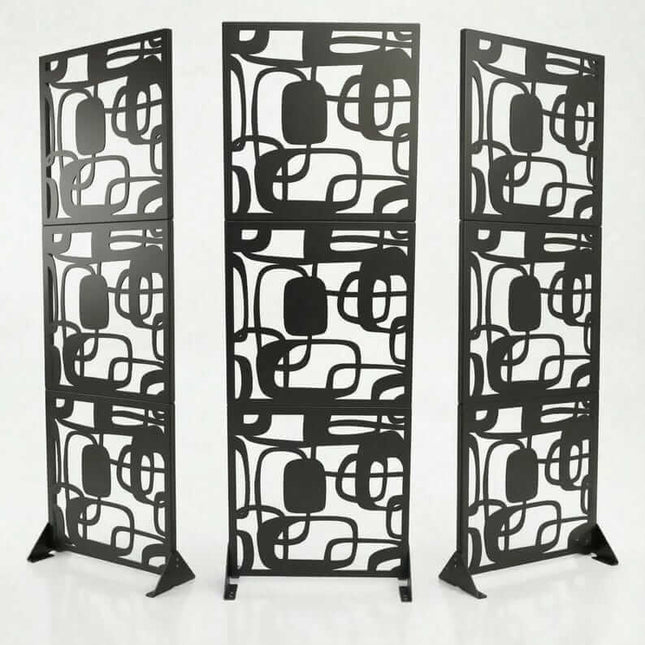 Abstract Pattern Metal Privacy Screen Panel Set Outdoor Divider - Metaloslav 