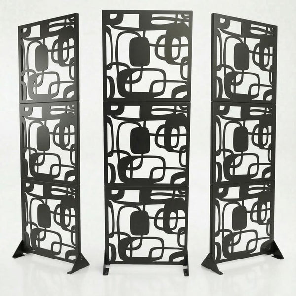 Abstract Pattern Metal Privacy Screen Panel Set Outdoor Divider