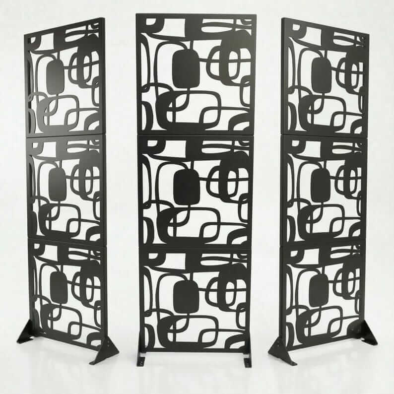 Abstract Pattern Metal Privacy Screen Panel Set Outdoor Divider - Metaloslav 
