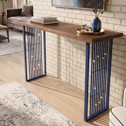 Industrial Bar Table Legs with Geometric Steel Slat Design - Metaloslav 