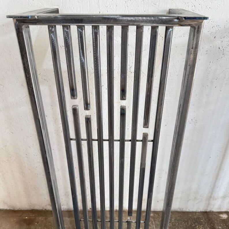 Industrial Bar Table Legs with Geometric Steel Slat Design - Metaloslav 