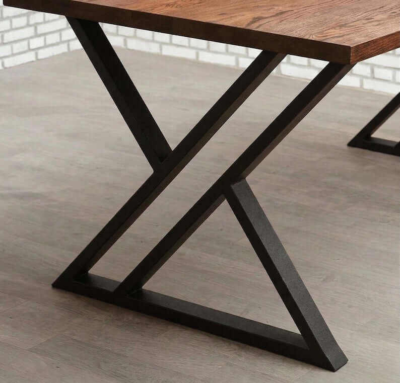 Industrial X-Shaped Metal Table Legs Set of 2 for DIY Tables - Metaloslav 