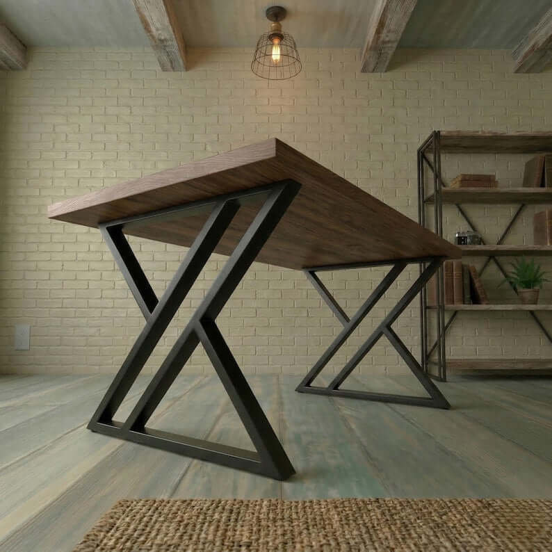 Industrial X-Shaped Metal Table Legs Set of 2 for DIY Tables - Metaloslav 