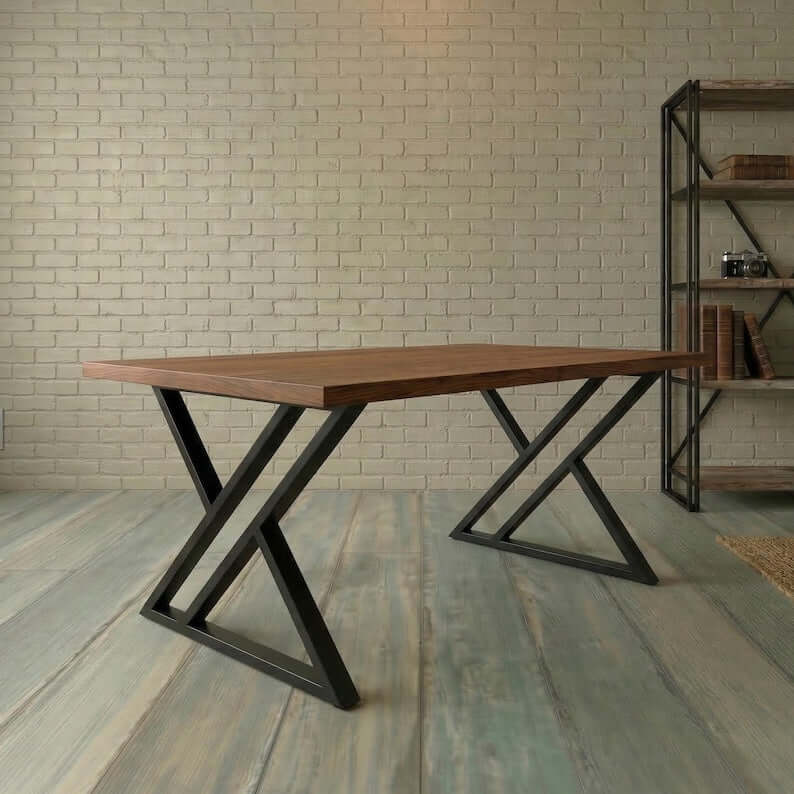Industrial X-Shaped Metal Table Legs Set of 2 for DIY Tables - Metaloslav 