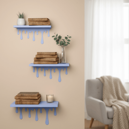 Dripping Metal Floating Wall Shelf with Sculptural Paint-Drip Edge
