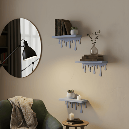 Dripping Metal Floating Wall Shelf with Sculptural Paint-Drip Edge