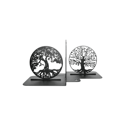 Metal Bookends with Tree of Life Design, Powder-Coated Steel - Metaloslav 