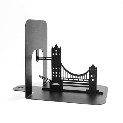 Metal Bookends Pair with Tower Bridge Silhouette Architectural Design - Metaloslav 