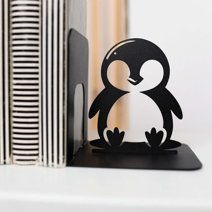 Metal Penguin Bookends Set with Minimalist Animal Silhouette - Metaloslav 