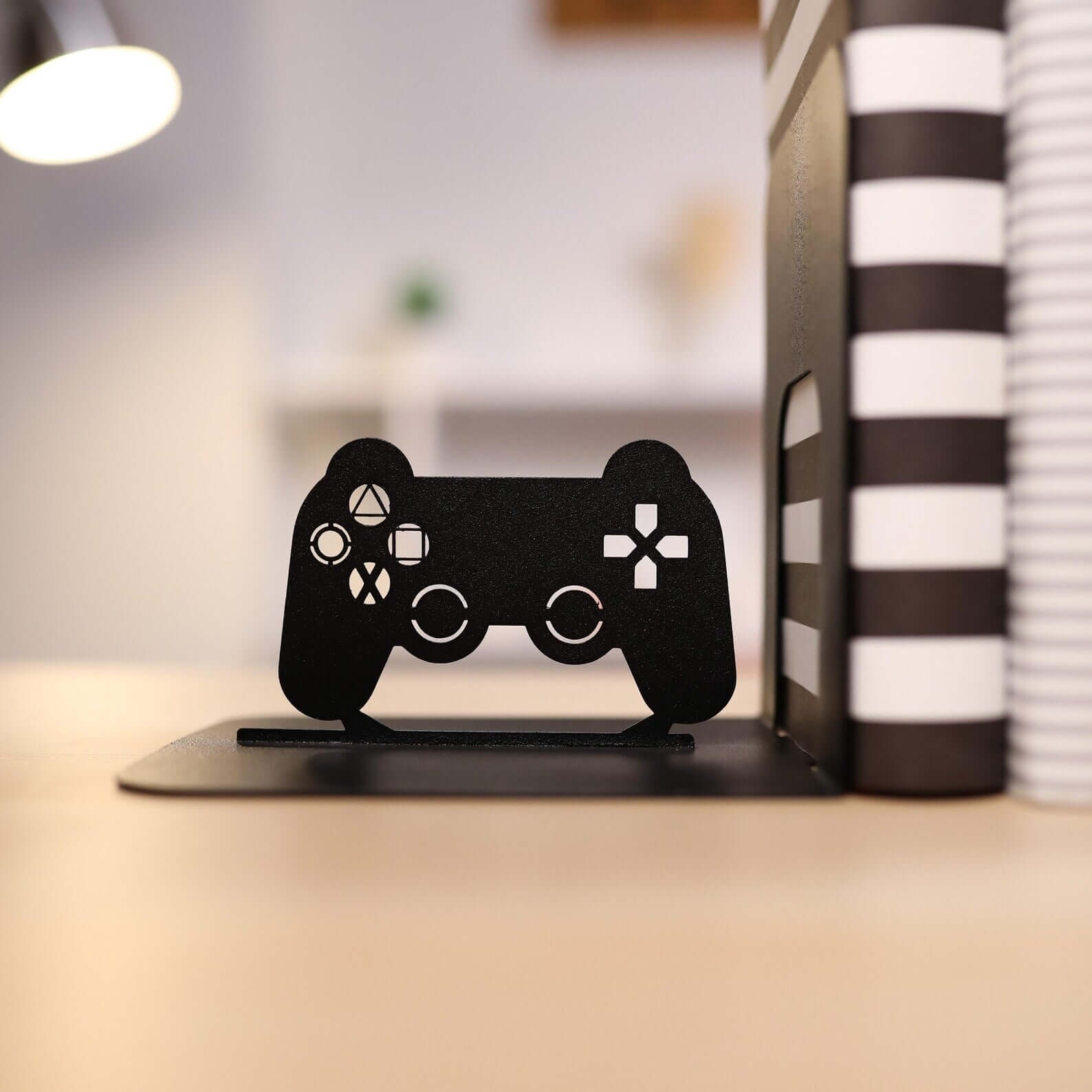 Metal PS Controller Bookends Set for Gaming Shelves and Desks - Metaloslav 