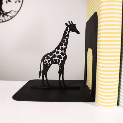Giraffe Silhouette Metal Bookends in Powder-Coated Steel - Metaloslav 