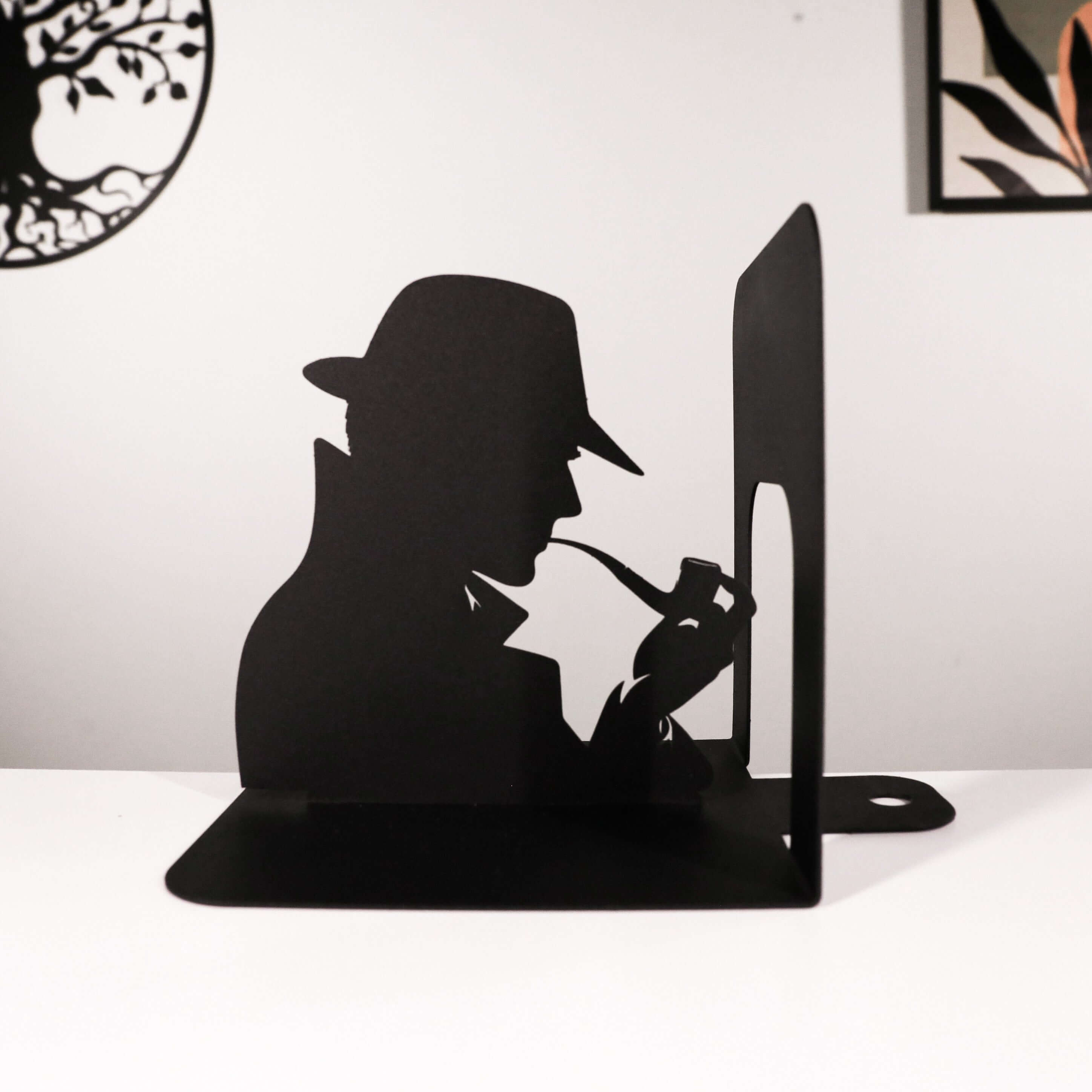 Detective Silhouette Metal Bookends in Powder-Coated Steel - Metaloslav 