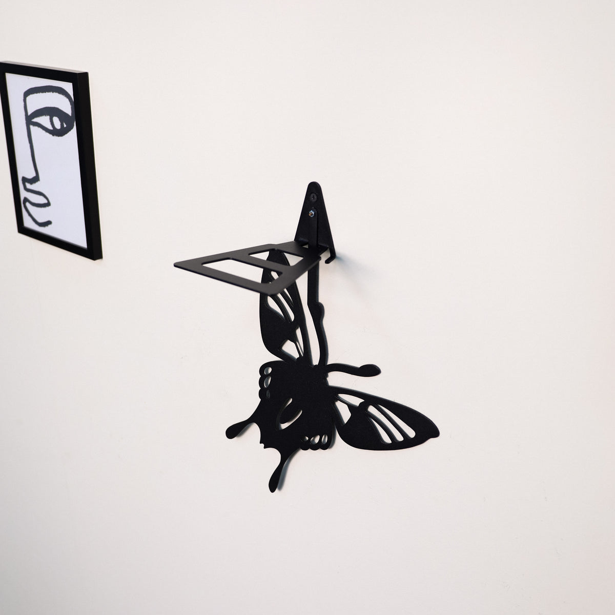 Butterfly Metal Wall Shelf, Handmade Steel Floating Shelf for Home Decor