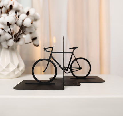 Metal Bicycle Bookends – Modern Bike Decor for Shelves & Office | Minimalist Book Holder