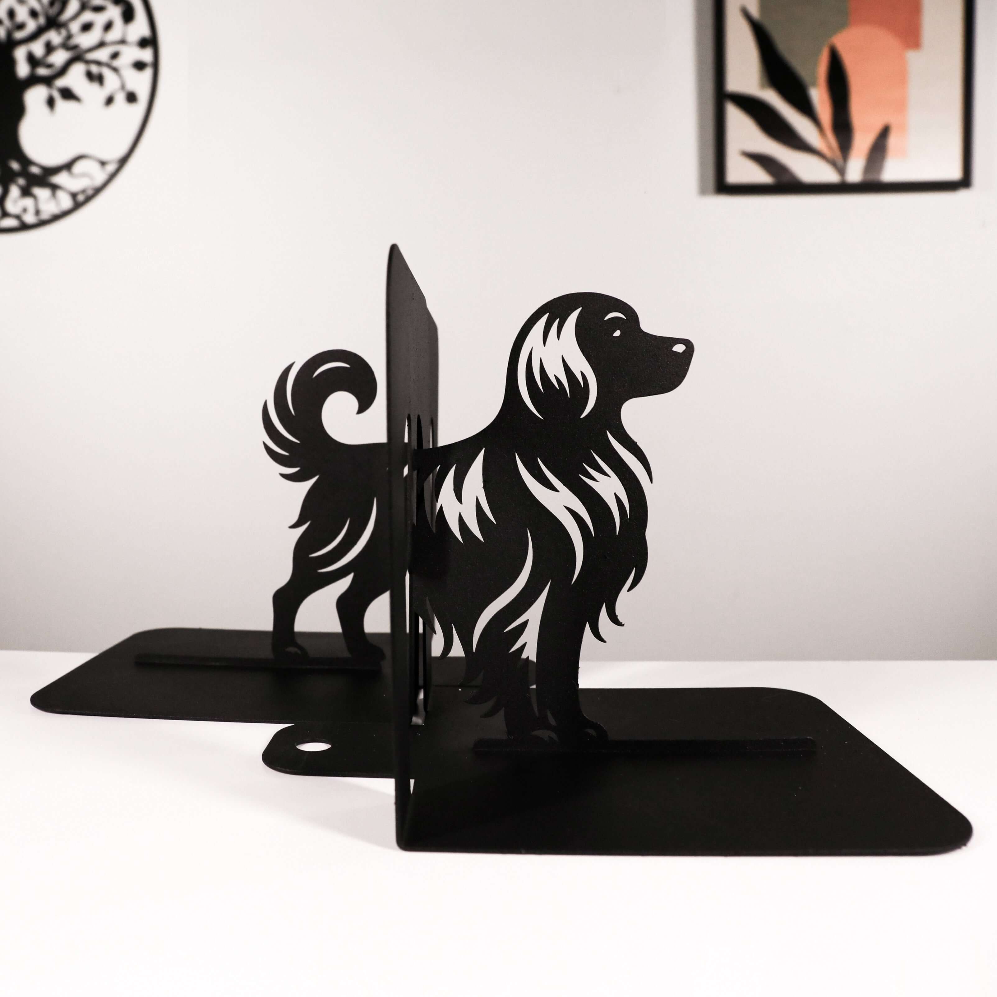 Dog Silhouette Metal Bookends in Powder-Coated Steel - Metaloslav 