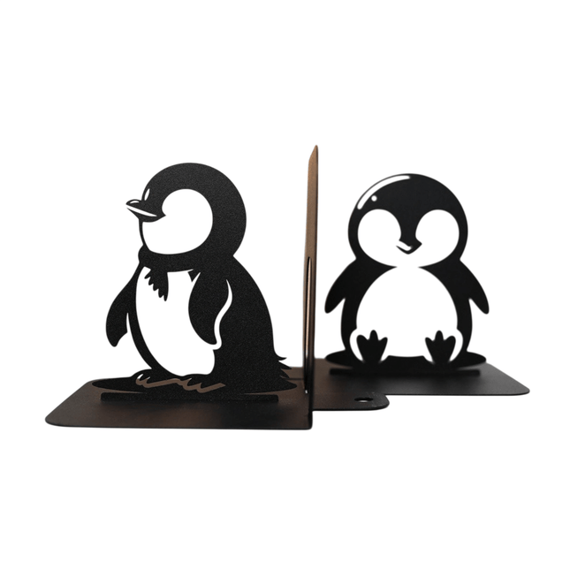 Metal Penguin Bookends Set with Minimalist Animal Silhouette - Metaloslav 