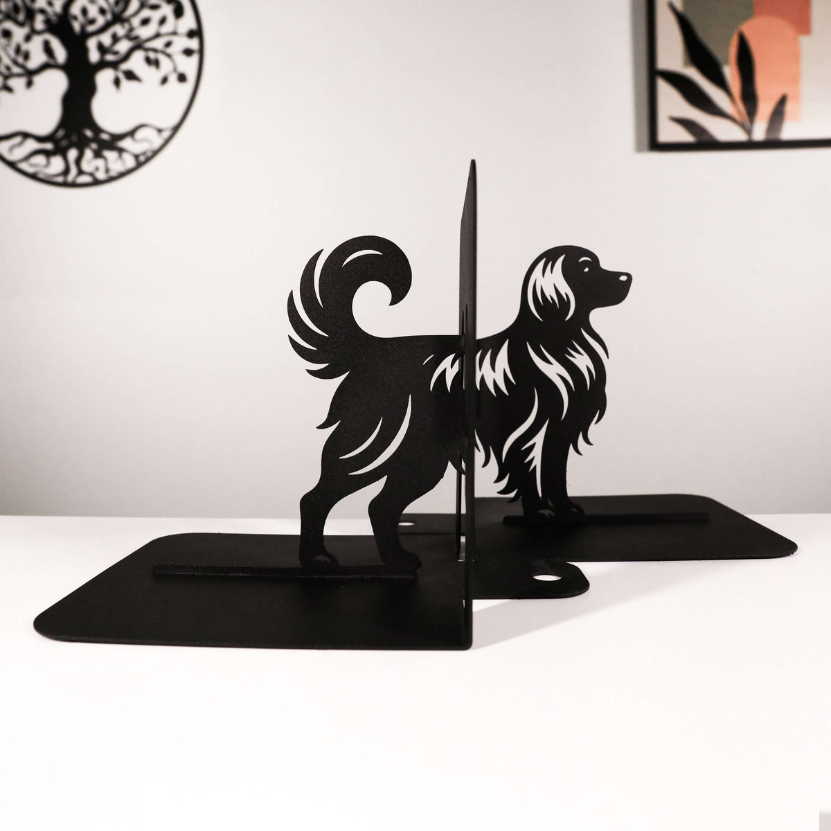 Dog Silhouette Metal Bookends in Powder-Coated Steel - Metaloslav 
