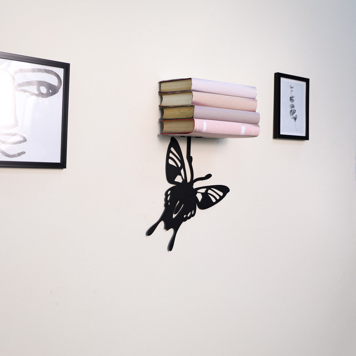 Butterfly Metal Wall Shelf, Handmade Steel Floating Shelf for Home Decor