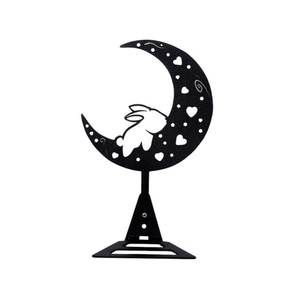 Rabbit on the Moon Metal Floating Shelf – Modern Wall-Mounted Decor | Home & Office