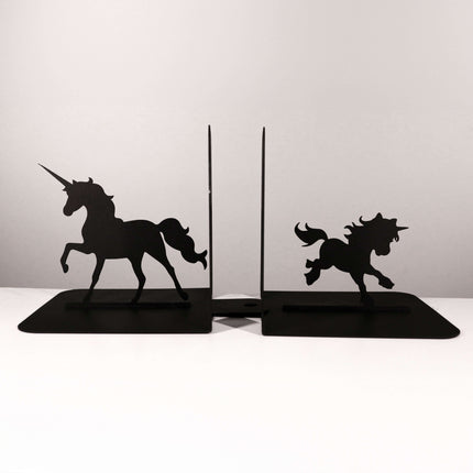 Unicorn Silhouette Metal Bookends in Powder-Coated Steel - Metaloslav 
