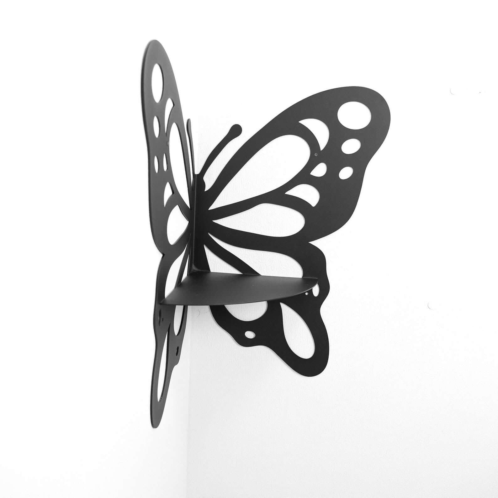 Metal Butterfly Corner Wall Shelf for Plants and Decorative Storage - Metaloslav 